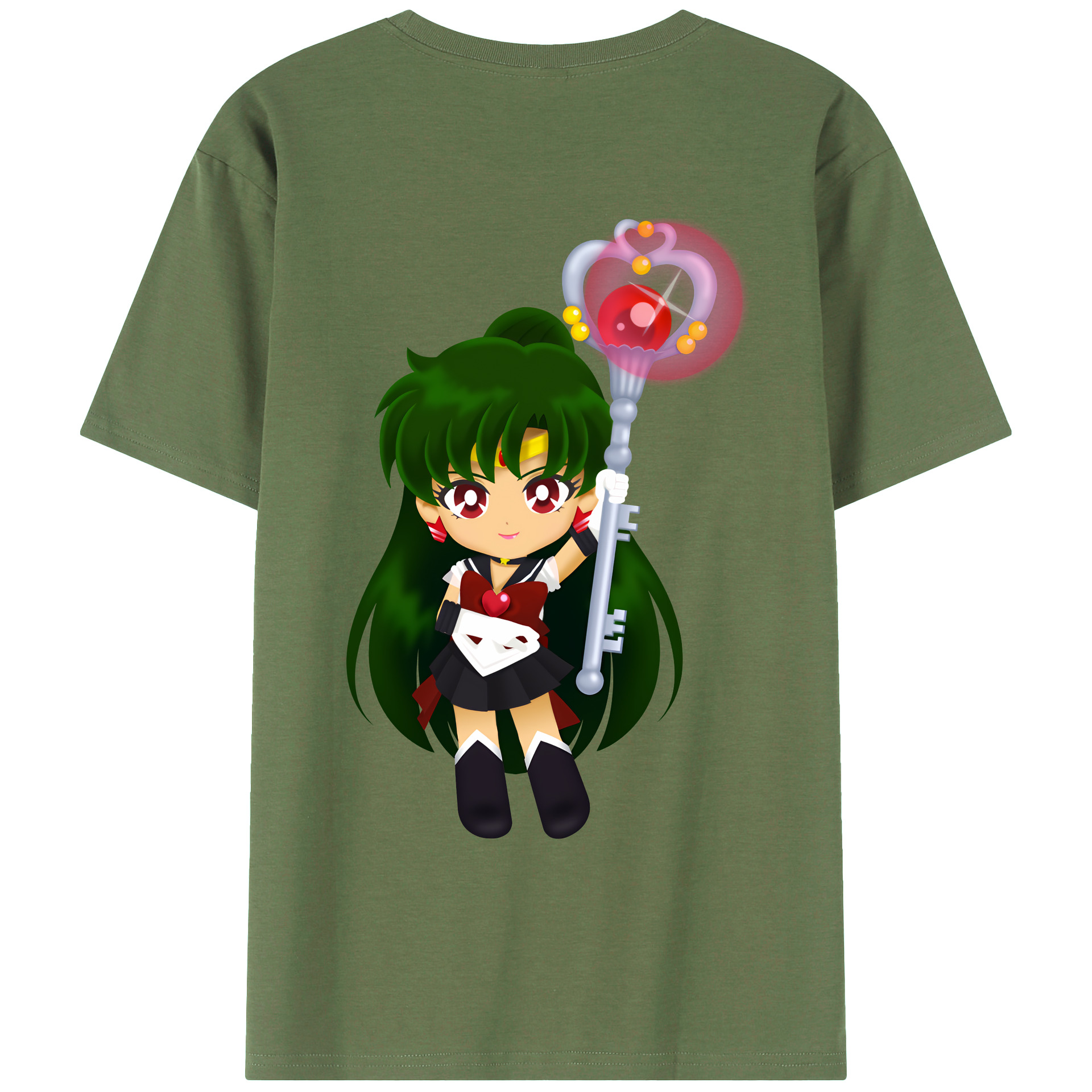 （画像用） 美少女戦士セーラームーン 冥王せつな Sailor Moon Meiou Setsuna 綿100％ メンズ半袖Tシャツ（バックプリント） 通気性